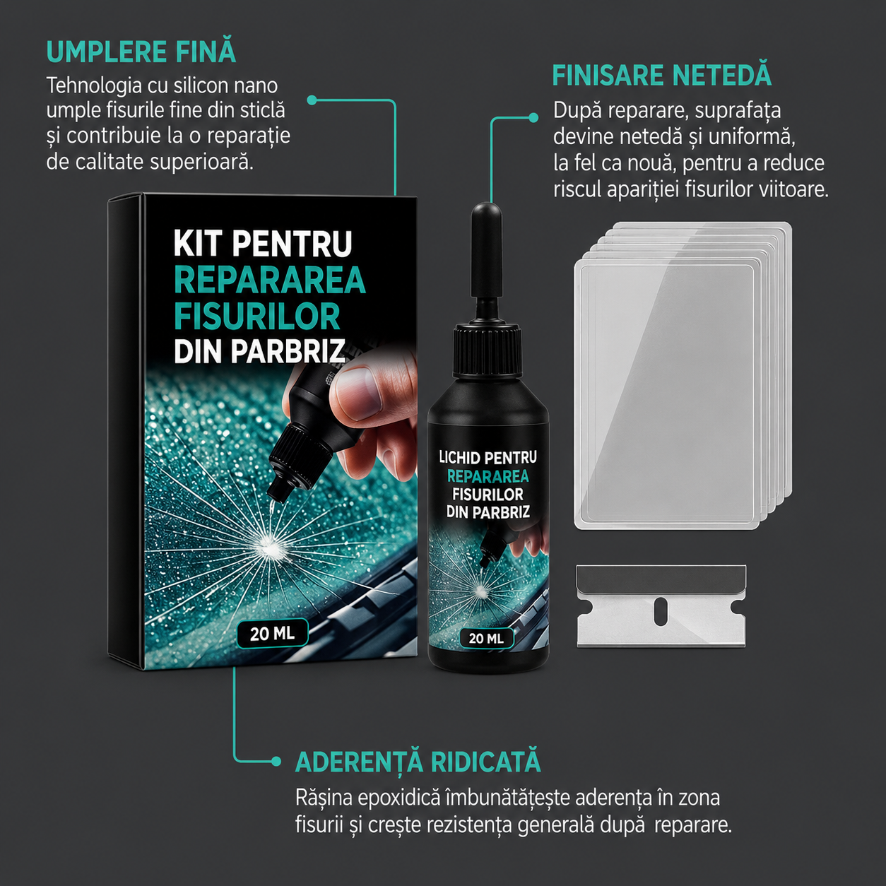 Kit Reparare Crăpături Parbriz 1 + 1 Gratis